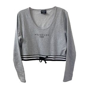 Headrush Cropped Sweat Shirt Scoop Neck Drawstring Hem Women’s Large
